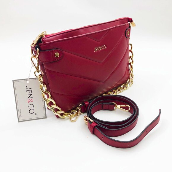 Jen & Co. Handbags - Jen & Co. Britt Vegan Puffer Crossbody Bag Red 11x8x2 inches